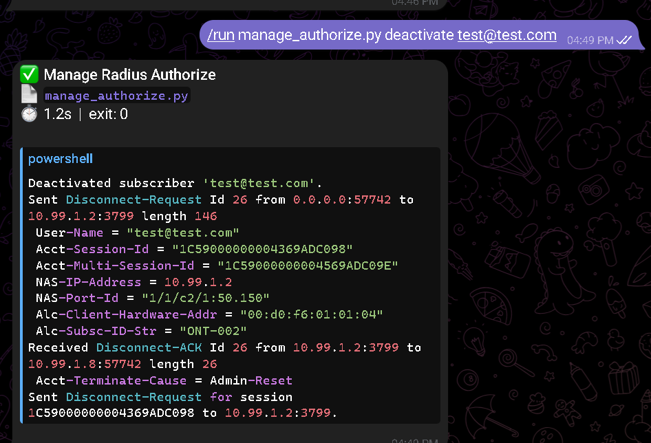 Resultado de manage_authorize.py deactivate test@test.com